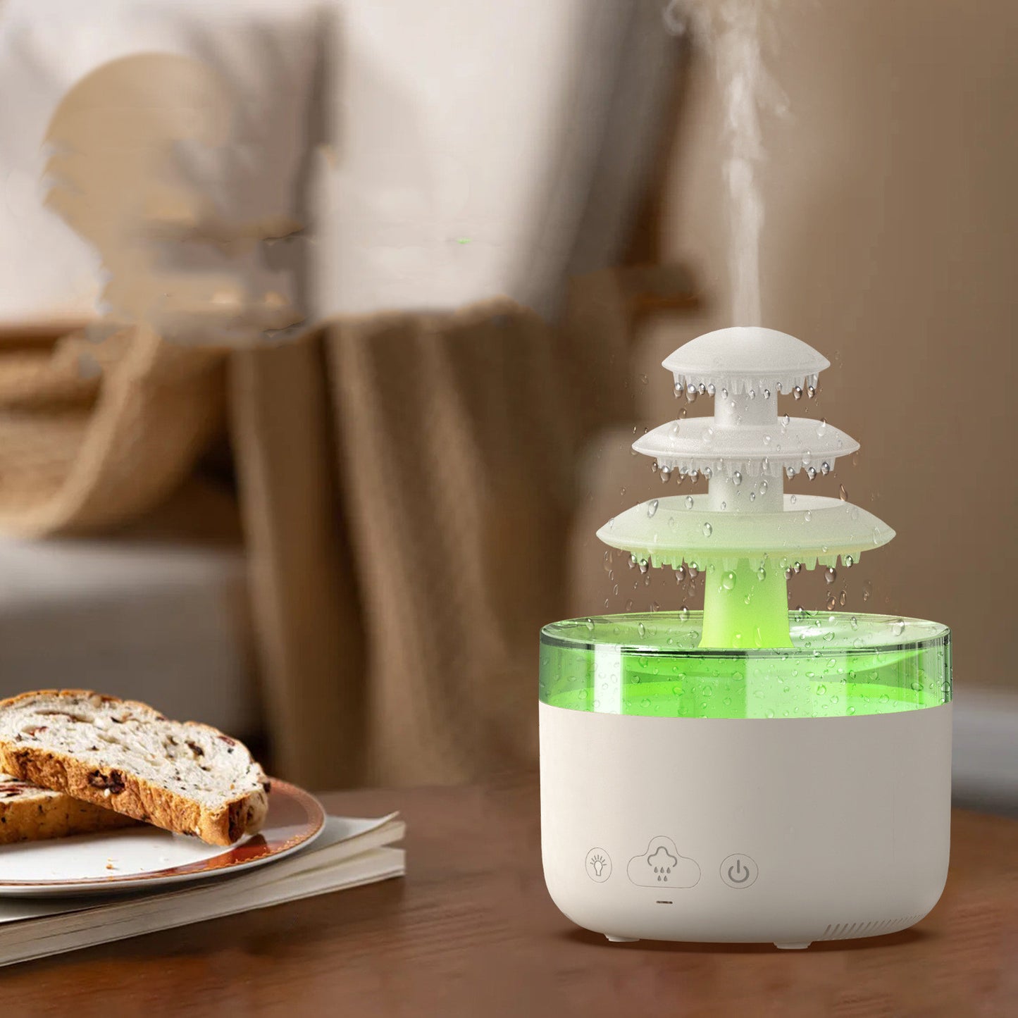 Cloud Rain Air Humidifier and Essential Oil Aromatherapy Diffuser with USB Connectivity and Colorful Lighting Effects