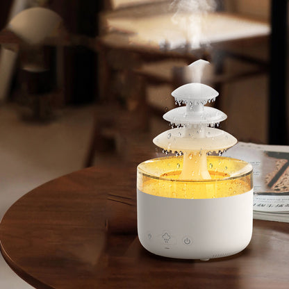 Cloud Rain Air Humidifier and Essential Oil Aromatherapy Diffuser with USB Connectivity and Colorful Lighting Effects