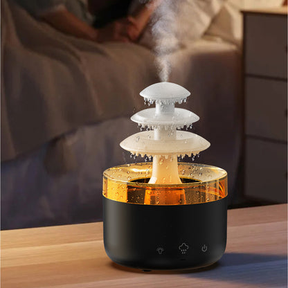 Cloud Rain Air Humidifier and Essential Oil Aromatherapy Diffuser with USB Connectivity and Colorful Lighting Effects