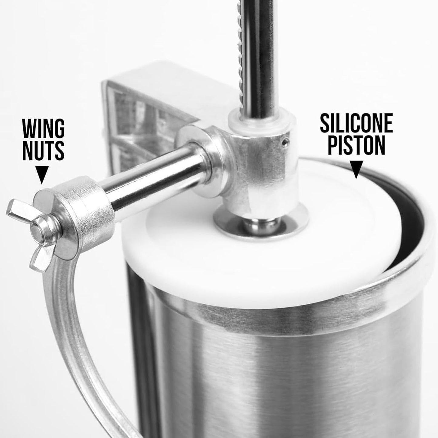 5 LBS Sausage Stuffer Vertical Stainless Steel Stuffing Maker Machine Packed with 8 Stuffing Funnels and 1 Silicone Piston