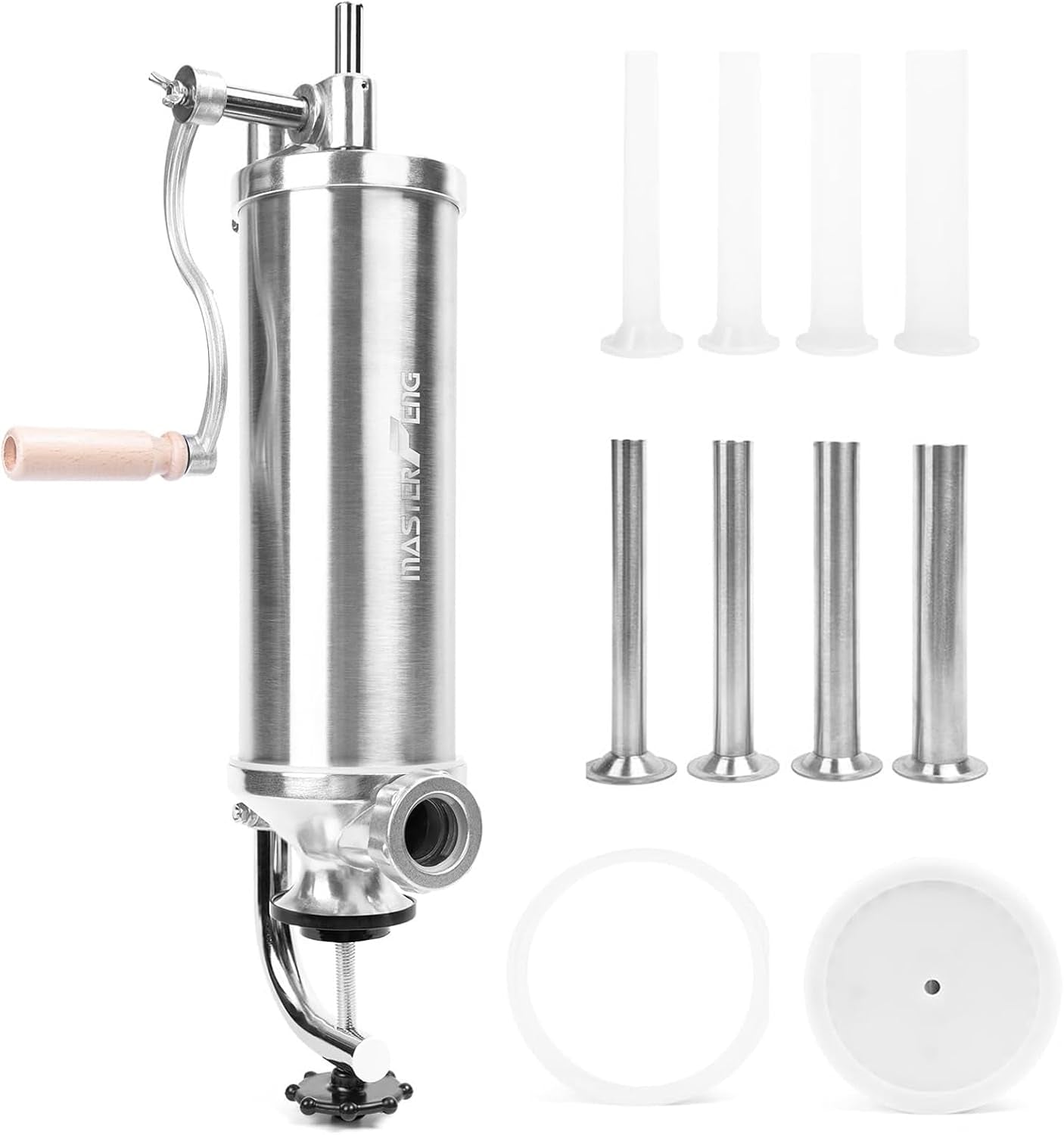 5 LBS Sausage Stuffer Vertical Stainless Steel Stuffing Maker Machine Packed with 8 Stuffing Funnels and 1 Silicone Piston