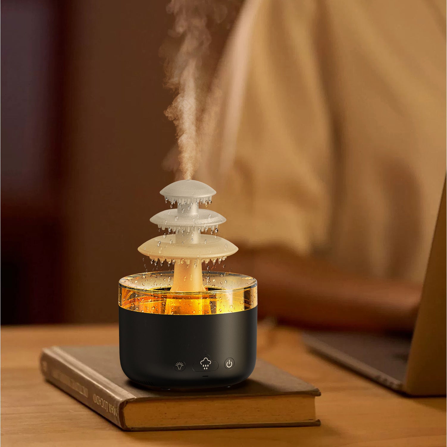 Cloud Rain Air Humidifier and Essential Oil Aromatherapy Diffuser with USB Connectivity and Colorful Lighting Effects
